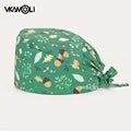 women's Cotton scrubs caps weat - absorbent Elastic Section pet grooming nursing work hats lab Flower print scrub hat Wholesale