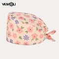 women's Cotton scrubs caps weat - absorbent Elastic Section pet grooming nursing work hats lab Flower print scrub hat Wholesale