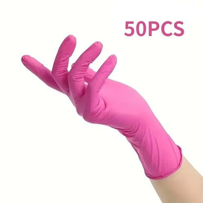 50/100 pcs Pink Nitrile Gloves