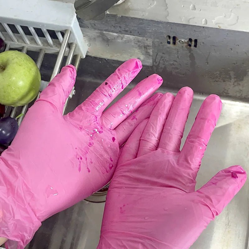 50/100 pcs Pink Nitrile Gloves