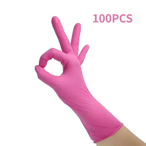 50/100 pcs Pink Nitrile Gloves