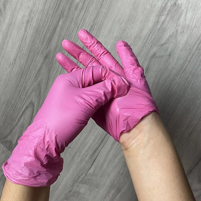50/100 pcs Pink Nitrile Gloves