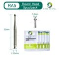 WAVE Dental Tungsten Carbide Burs Low Speed Dentistry Dental Drills Round Head RA1 - 10 Dia. 2.35 mm 5 Pcs/pcak