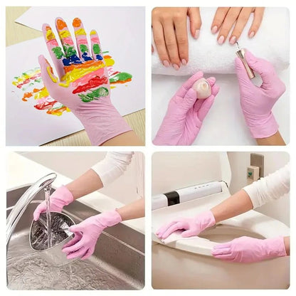Pink Nitrile Gloves Powder & Latex Free