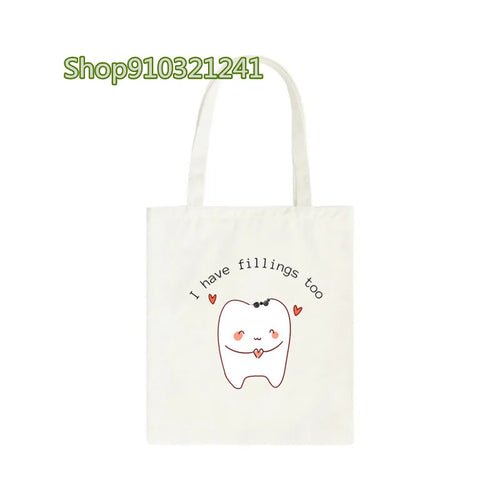 Tooth Cartoon Printed Handbag