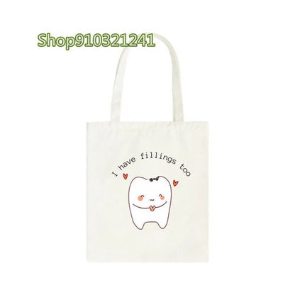 Tooth Cartoon Printed Handbag