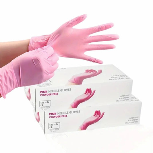 Pink Nitrile Gloves Powder & Latex Free