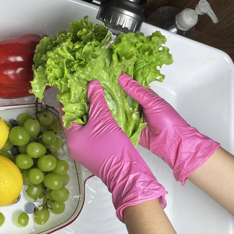 50/100 pcs Pink Nitrile Gloves