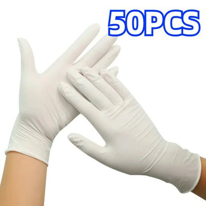 50/100PCS White Nitrile Gloves