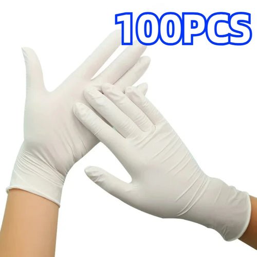 50/100PCS White Nitrile Gloves