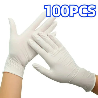50/100PCS White Nitrile Gloves