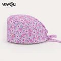 women's Cotton scrubs caps weat - absorbent Elastic Section pet grooming nursing work hats lab Flower print scrub hat Wholesale