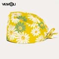 women's Cotton scrubs caps weat - absorbent Elastic Section pet grooming nursing work hats lab Flower print scrub hat Wholesale