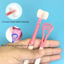 Silicone Nano Brush Oral Care Safety 3 Sided Toothbrush for Children