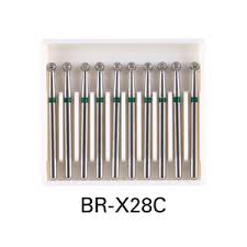 10pcs/Pack Dental Diamond Ball Round Burs - Type 25mm, FG 1.6mm For High Speed Handpiece 450000r/Min