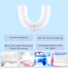 U Shaped Ultrasonic T360 Rotative Silicone Teeth Whitening Blue Light Toothbrush