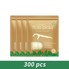 Biodegradable Dental Floss Vegan Toothpick with Threads Eco Friendly Dental Floss Picks Ultra Thin Silk With Sticks 300pcs